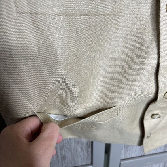J Crew Vest Waistcoat 100% Linen Beige Tan Mens Size M - Picture 4 of 6